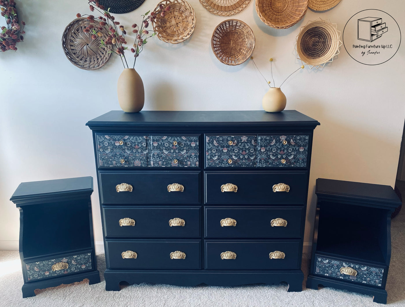 matching dresser and nightstand Linon Home Decor Pheba Walnut 6-Drawer Dresser and 2 (2-drawer) Nightstand (Set of 2) THD04930