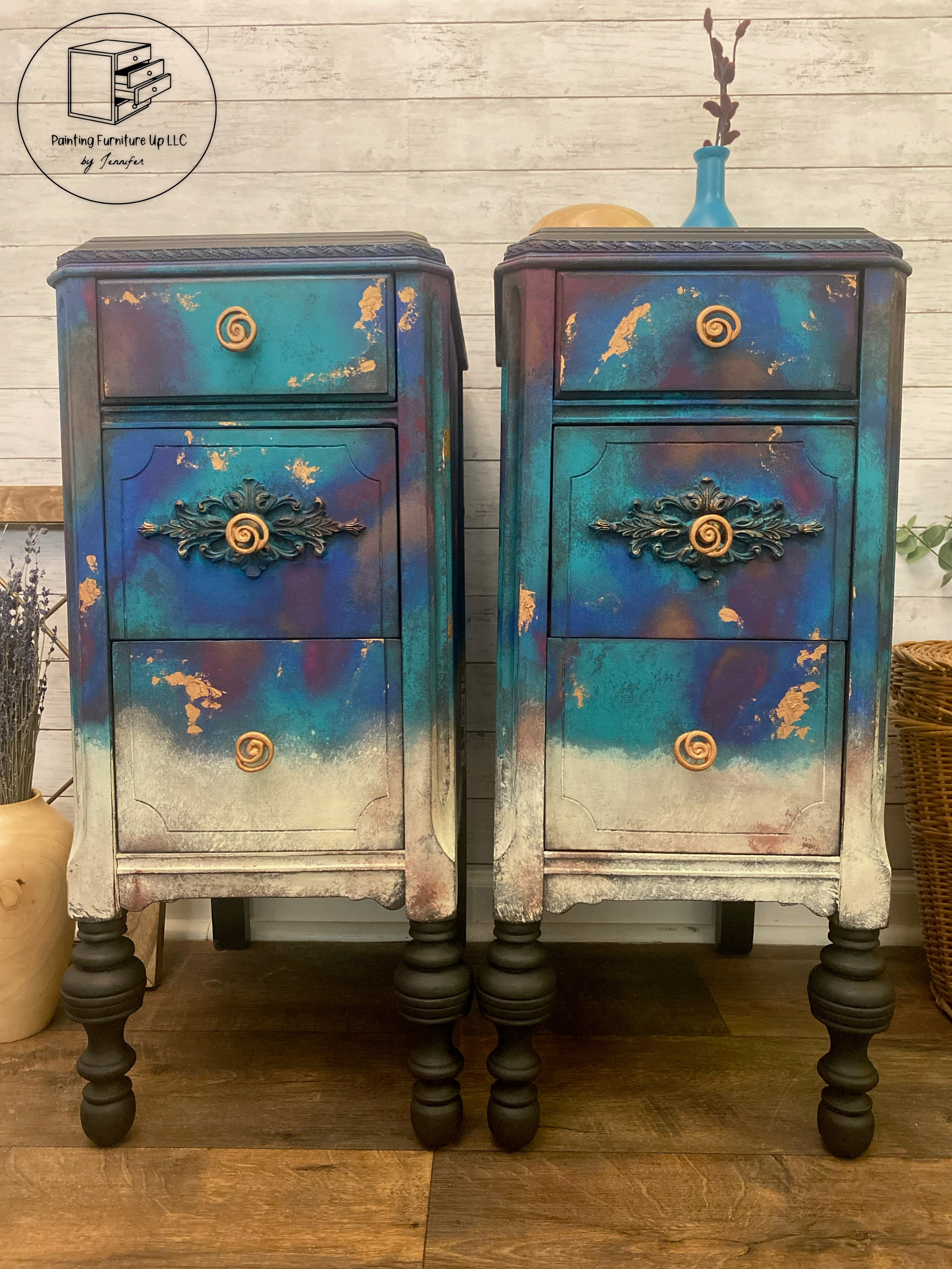 ✨SOLD✨Raku Pottery inspired end tables